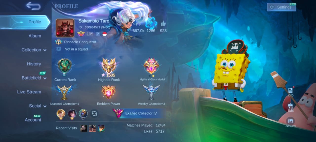 World Top Rare Account➤1505✪ Star💥Pharsha Global 1 Title💥Valentina 69➤High WinRate💥100% Full acces💥, Sale, Rank: Mythical Immortal, Level: 105, Winrate: 65%, Heroes: 131, Skins: 309
