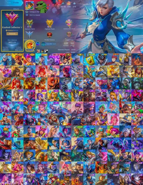 🏆 EXALTED 5 🏆 💎 128 Магічних Ядер ✨Silvanna Колекціонер 👑 • Claude Prime 🔥 • Yu Zhong Prime 🐉, Продажа, Ранг: Мифічна слава, Уровень: 103, Процент побед: 70%, Герои: 133, Облики: 341