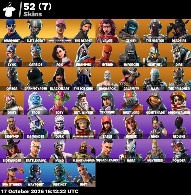 🚀 【FORTNITE】 ✨ OG STW, Take The L, Elite Agent, The Reaper, Omega ✨ 52 skins | 489 lvl | 850 V-Bucks, Vente, skins 52