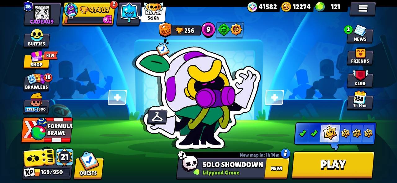 47k 💎, 89 brawlers + Sirius, 11 leg, 10 11 strength + 7 hyper, 121 gems + 41k blings, 190 skins, trophies 47000, brawlers 89