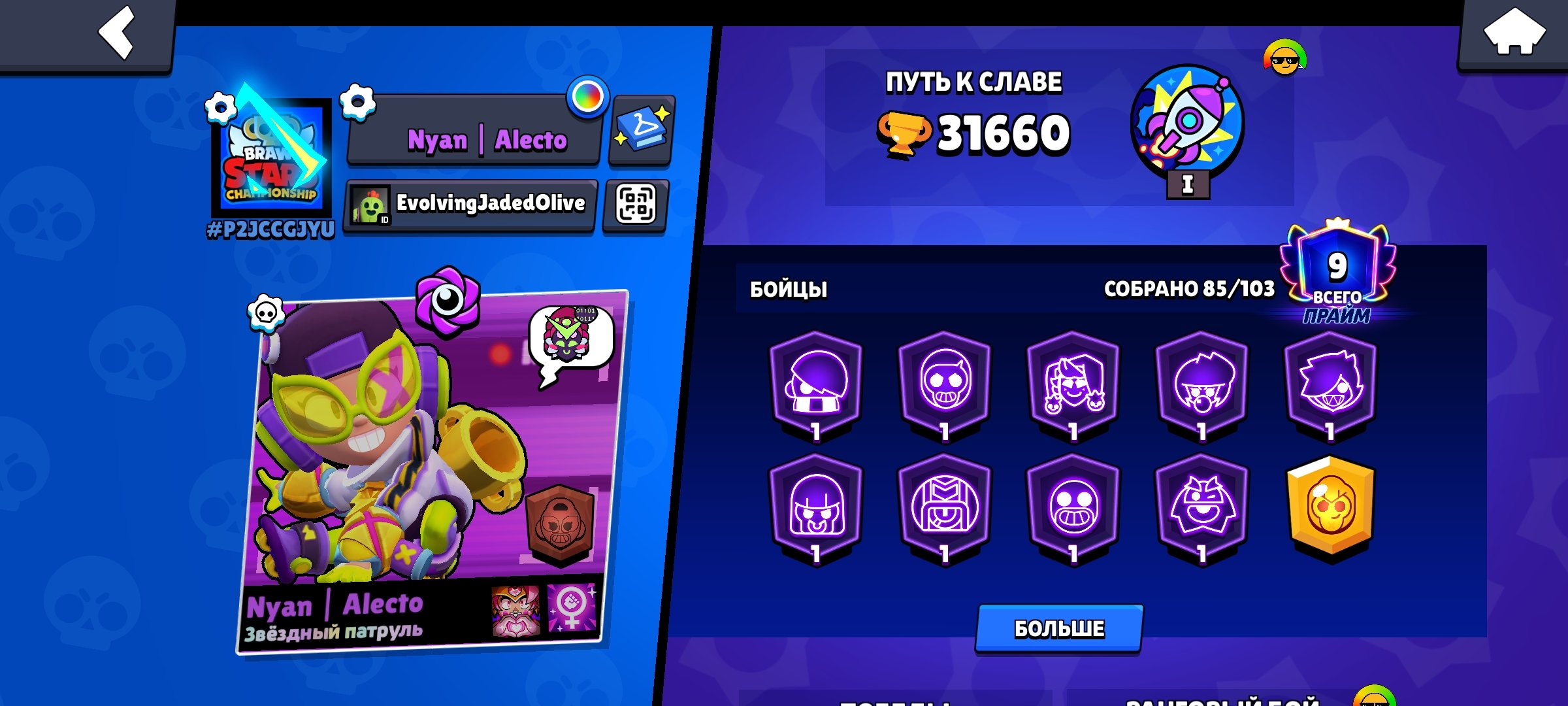 Good account for game! 2021 account with Low price in game!, trophies 31660, brawlers 85, primes 9
