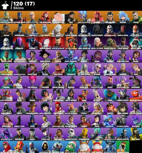 👕 120 skins 🎮 3376 Level 💰 500 V-bucks 💰 Spectra Knight | Optimus Prime | Paradigm (Reality-659), Sale, skins 120