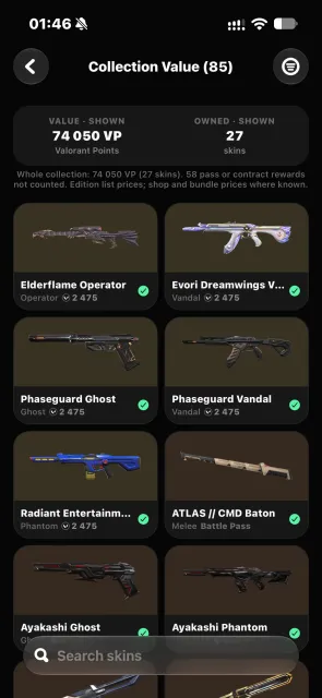 PERSONAL | 74050VP VALUE | Kuronami, RDX, Radiant, Champions25,26, Phaseguard, Evori, Sale, Bloom 1, Agents: 28, Skins: 85