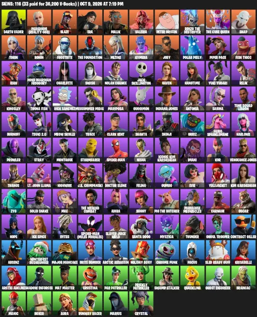 |🎁FORTNITE🎁 | | 116 SKINS | GET GRIDDY | LOTS OF CYBER SKINS | ACCESS TO EMAIL |, Sale, skins 116
