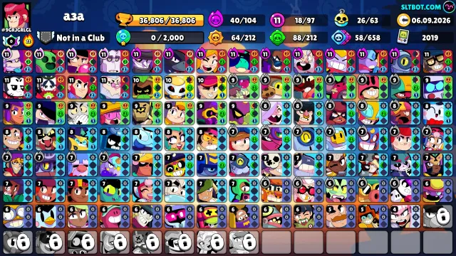 🔥TOP ACCOUNT 2019 PERSONAL | 36K+ CUPS | 97/106 BRAWLERS | LOTS OF SKINS🔥, 36806 cups, 97 brawlers, 11 primes
