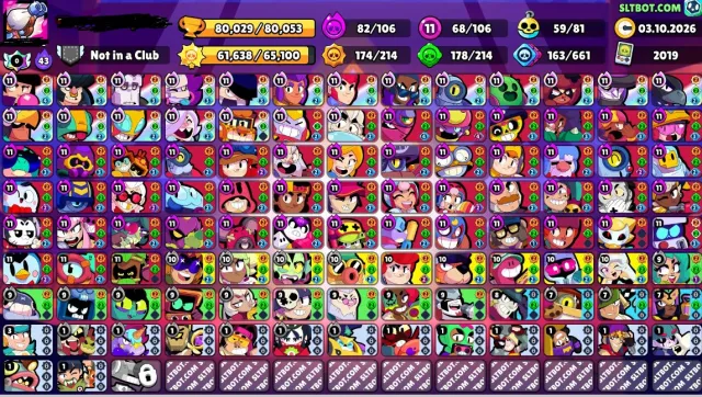 😍PIN 35 RANK😍2019🏆80K🏆13-2 PRIME🤣70-11 POWER (FULL)😀82/104 HYPERCHARGES😆😎BUNCH OF OLD SKINS😎, 80029 trophies, 106 brawlers, 54 primes