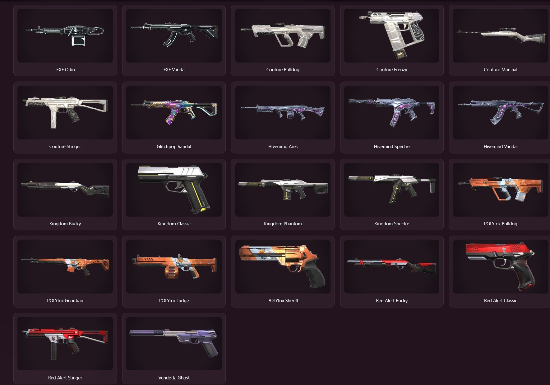 Kingdom Knife, Glitchpop Vandal, Ulta rare titles - First + Day One, Sale, Ranked unlocked, Agents: 11, Skins: 28