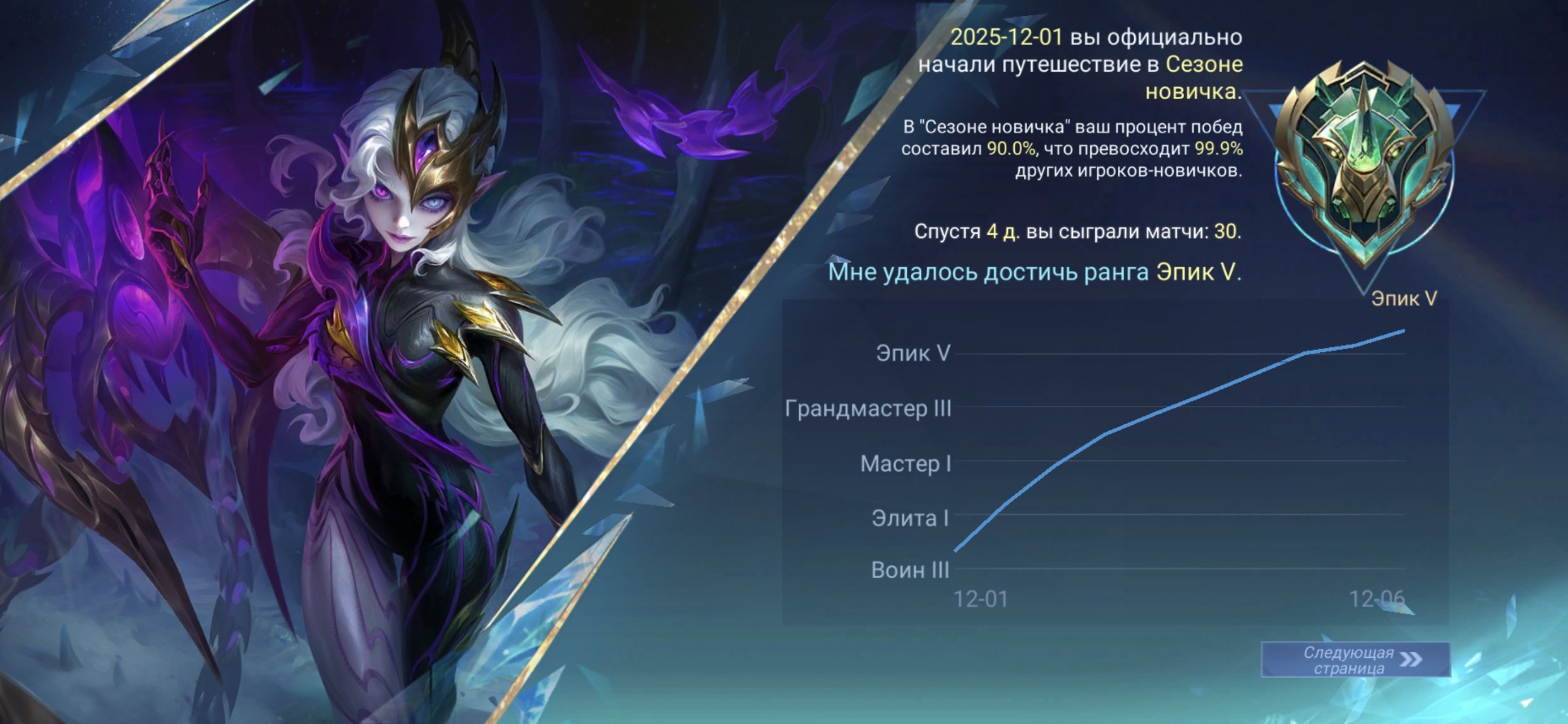 ⭐ Without binding, Sale, Rank: Epic, Level: 19, Winrate: 47%, Heroes: 26, Skins: 12