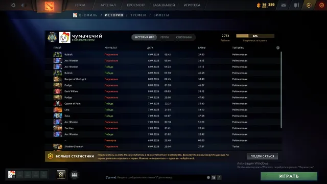 👑HERO 3👑 | ⭐2754 MMR⭐ | 🏅7008 HONOR🏅 | 📜RANK OPEN📜 | ✔️GUARANTEE✔️, Sale, 2754 MMR, 7008 honor, 7008 politeness, 228 matches, 270 hours