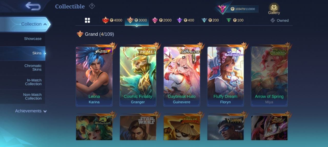 🔥Legend Gusion aspirnt Guinevere🔥Prime Granger collector YSS LUCKYBOX alpha leomord Star 4 deluxe 58, Sale, Rank: Mythic, Level: 57, Winrate: 50%, Heroes: 130, Skins: 338