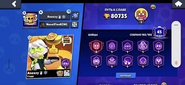 A good account for a start (50 hypercharges, good leveling, skins), trophies 80735, brawlers 102, primes 45