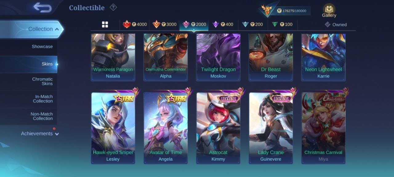 🔥Legend Gord gojo moskov Ducati harith Xborg aspirnt Ruby Prime granger YUZHONG🔥LUCKYBOX 7 collector, Sale, Rank: Mythic, Level: 127, Winrate: 53%, Heroes: 132, Skins: 519