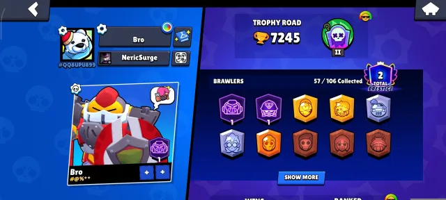 👑TOP ACCOUNT 2022 ➜ 73,000 COINS 🔥• 252 GEMS • GODZILLA BUZZ, TOP LEVELING• SAFE TRANSACTION ✅, 7245 trophies, 57 brawlers, 2 primes