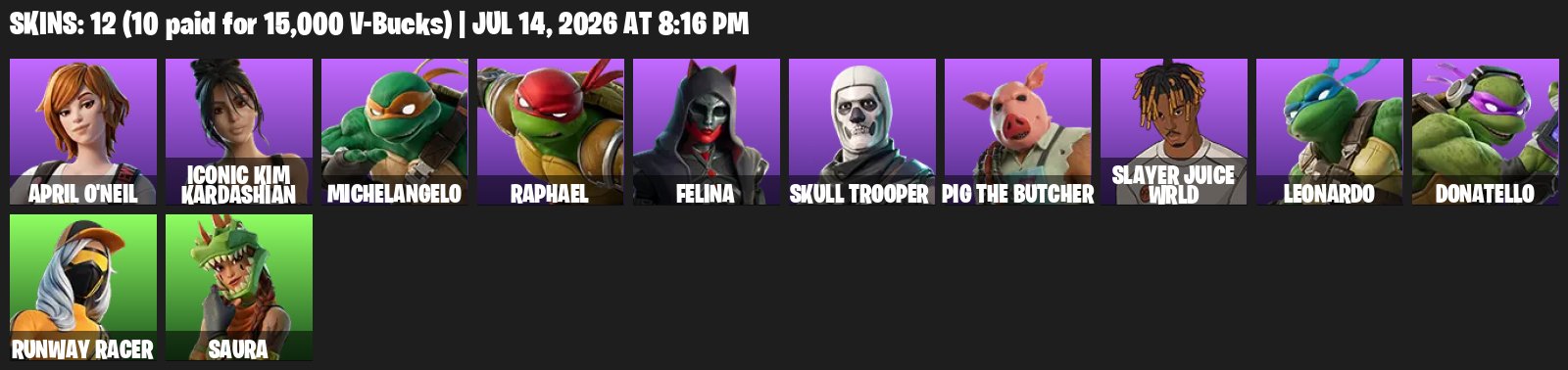 🟦⟨12 SKINS⟩🟦⟨Inventory for 18.900 V-Bucks⟩🟦⟨Iconic Kim Kardashian⟩🟦⟨Reaper⟩🟦FULL ACCOUNT ACCESS🟦, Sale, skins 12