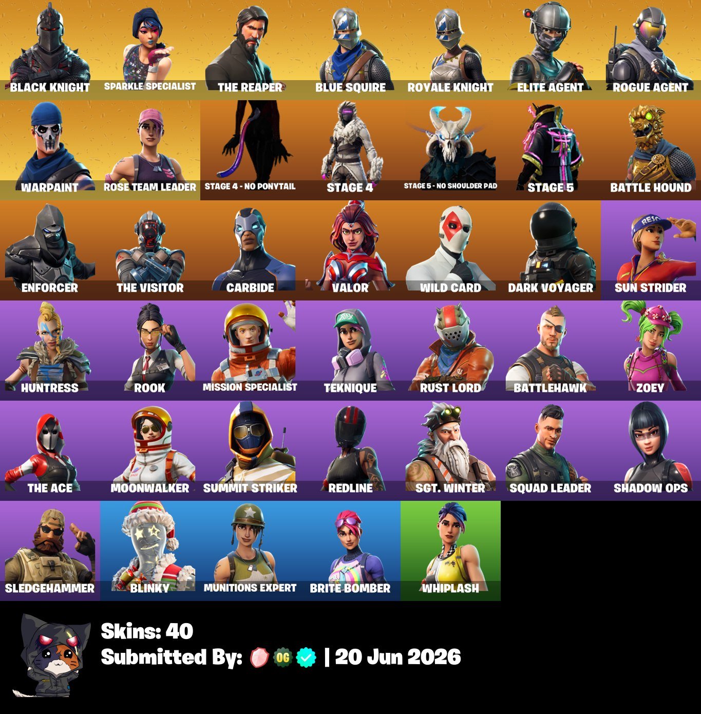 [PC] FA 40 skins Black Knight | Sparkle Specialist | The Reaper | Blue Squire OG STW, Sale, skins 40