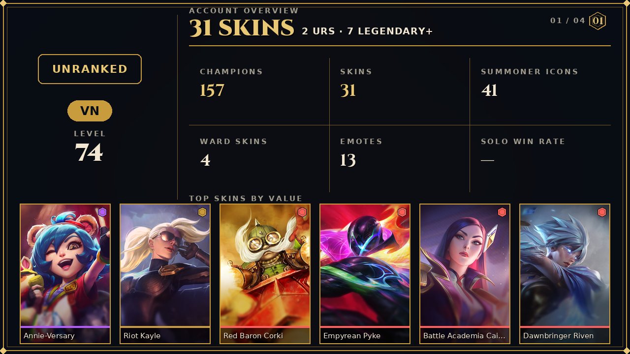 🌸31 skins + 157 champions🎀13461 BE🎀Annie-Versary🎀Riot Kayle🎀Red Baron Corki🎀Battle Academia Caitlyn, Sale, champions 157, skins 31, Unranked