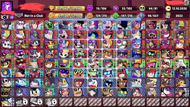 AUTO DELIVERY | 👾 | 55 11 POWER | 44 BUFFY | OLD LEAGUE IN RANKED | 👾, 70000 trophies, 105 brawlers, 38 primes