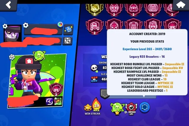 🎮FULL TOP ACCOUNT🎮 | 🏆123000 trophies🏆 | Account value 500,000 gems💎, 123000 trophies, 105 brawlers, 110 primes