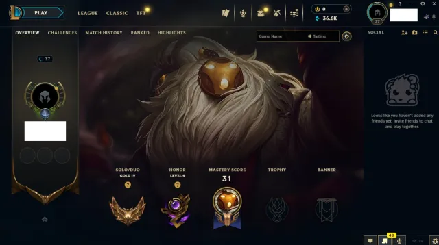 EUW - Gold4 21LP 36KBE, Sale, level 37, champions 41, Gold