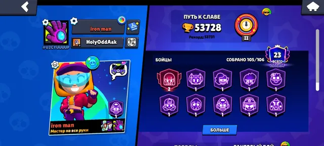 53700 trophies/many rare skins including Base Lyter and much more ..., 53700 trophies, 105 brawlers, 23 primes