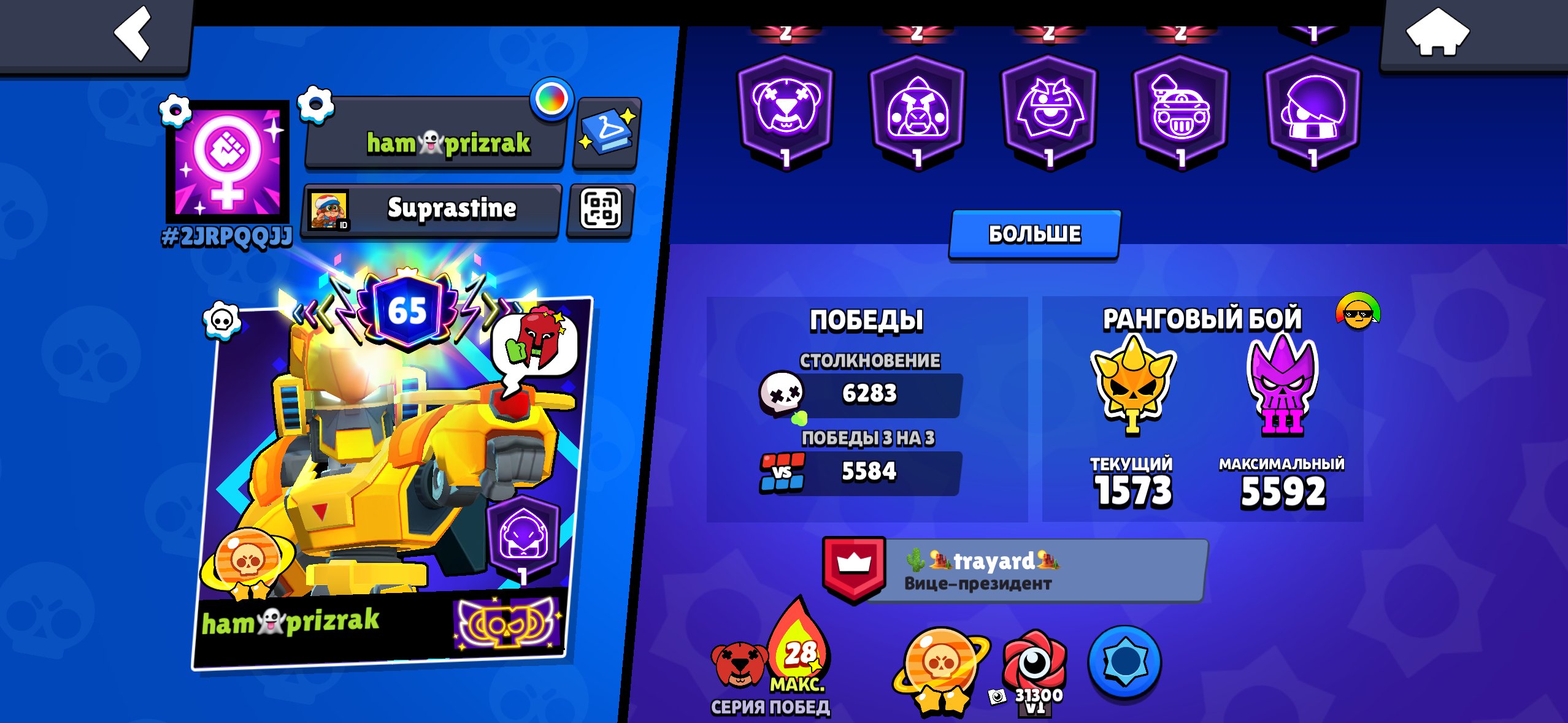 Hahahwhsbnzjd💸hhsjsjsj💸, trophies 91155, brawlers 103, primes 65
