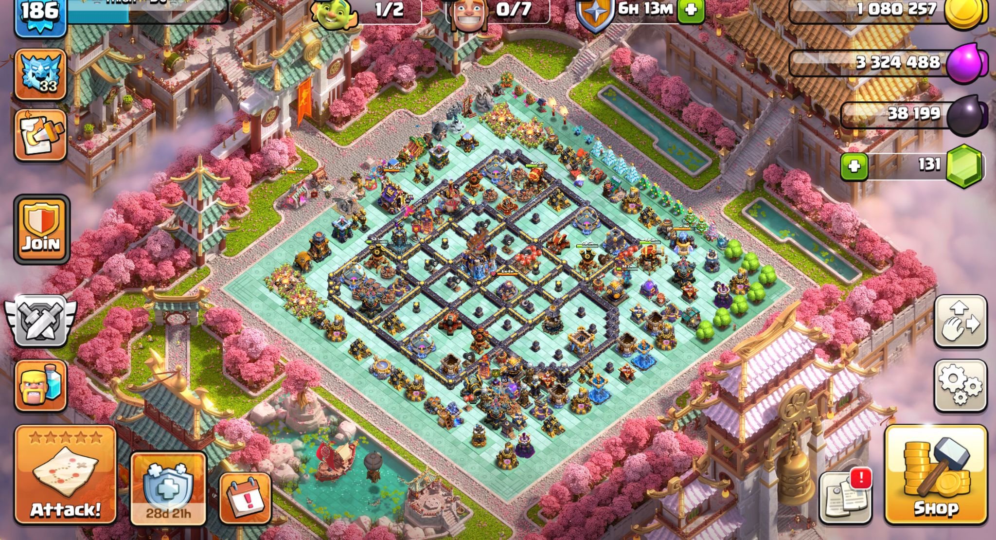 TH 18💹 210 wall max💹HERO: 53/60/56/55/42🏷️𝗡𝗼𝘁𝗲: 𝟏𝟎𝟎% 𝐒𝐚𝐟𝐞 𝐀𝐜𝐜𝐨𝐮𝐧𝐭 𝐆𝐮𝐚𝐫𝐚𝐧𝐭𝐞𝐞𝐝📌, 18 TH Main Village
