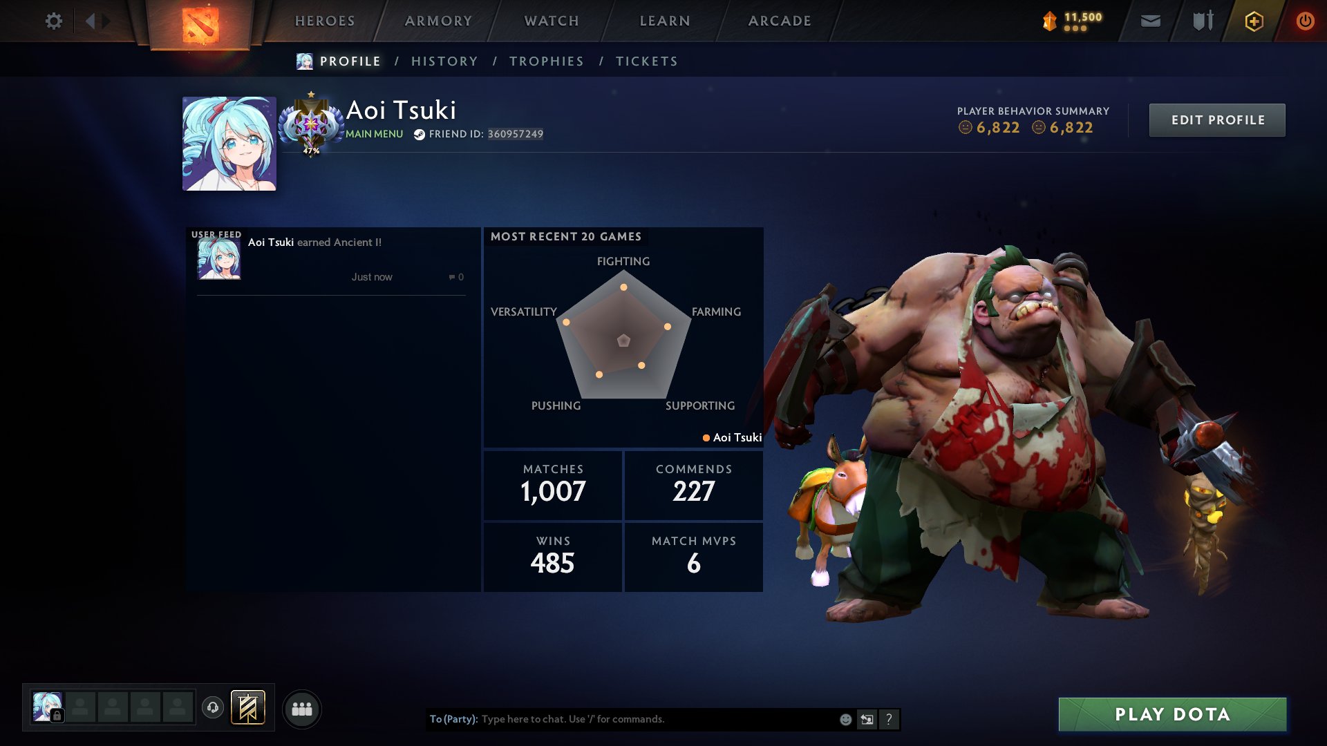🎮 Ancient 🎯 Mainpool 🏆 42 Trophy 🕹️ Matches: 1039 🎫 Tokens: 37 🎁 Arcana Techies, Sale, 4563 MMR, 7529 Behavior score, 7529 вежливости, 1039 games, 1020 hours