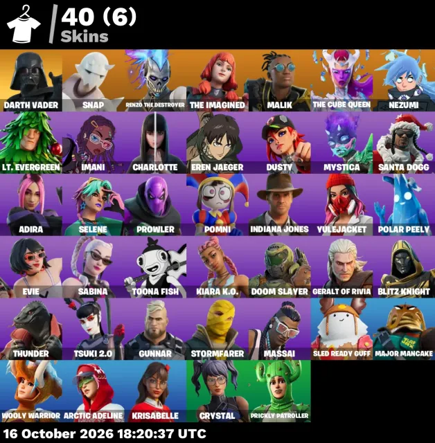 42 skins 800 vbuks помни колючка мультикарась, Продажа, скины 42
