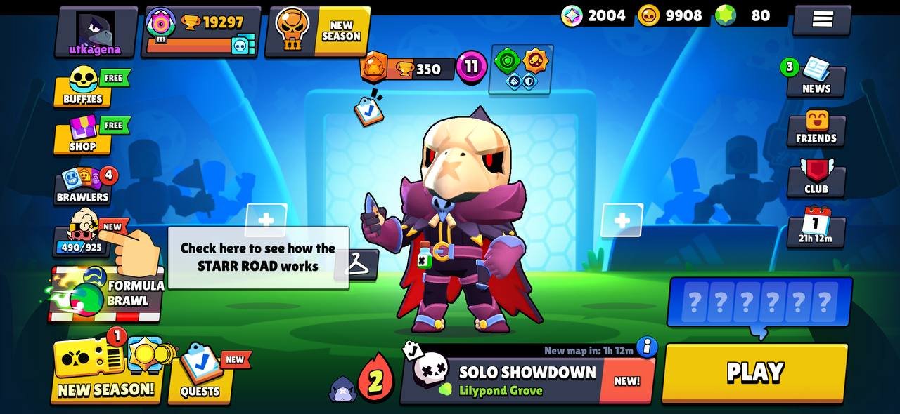 19 k 💎, 59 brawlers, 3 legs, 3 11 forces, 80 gems, 40 skins, description👇, trophies 19000, brawlers 59