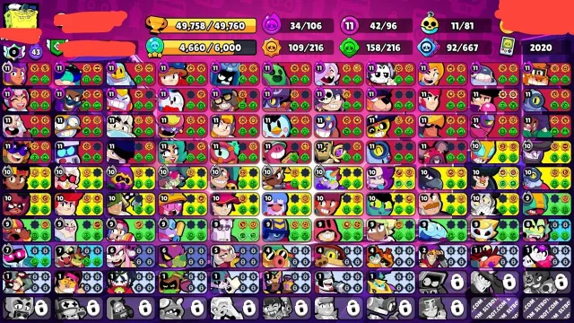 🏆50K 👾96/107⭐42 11 POWER📅2 OLD BP🚀BRAWLER LOLA🤍B800🤍FURIOUS FANG🤍MAJOR ROSE, 50000 trophies, 96 brawlers, 22 primes