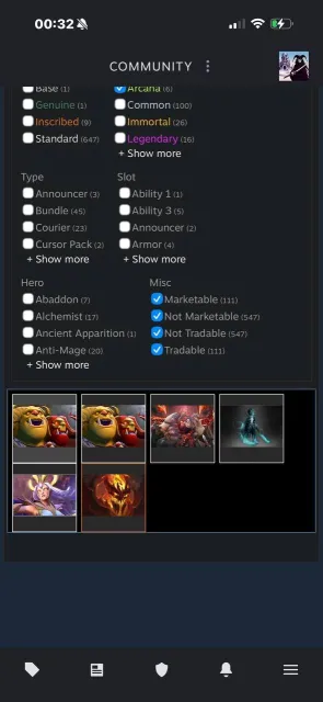 DOTA2 ACCOUNT 6 ARCANA 30 IMMORTALS NATIVE EMAIL, Sale, 1340 MMR, 5500 Honorable, 5500 Polite, 1550 matches, 1660 hours
