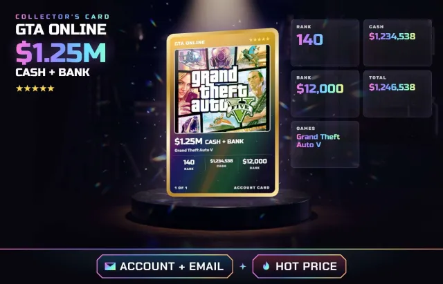 🏎️ ✦ $1.25M ВСЕГО • РАНГ 140 • GRAND THEFT AUTO V • ПОЛНЫЙ ДОСТУП + ПОЧТА, Продажа