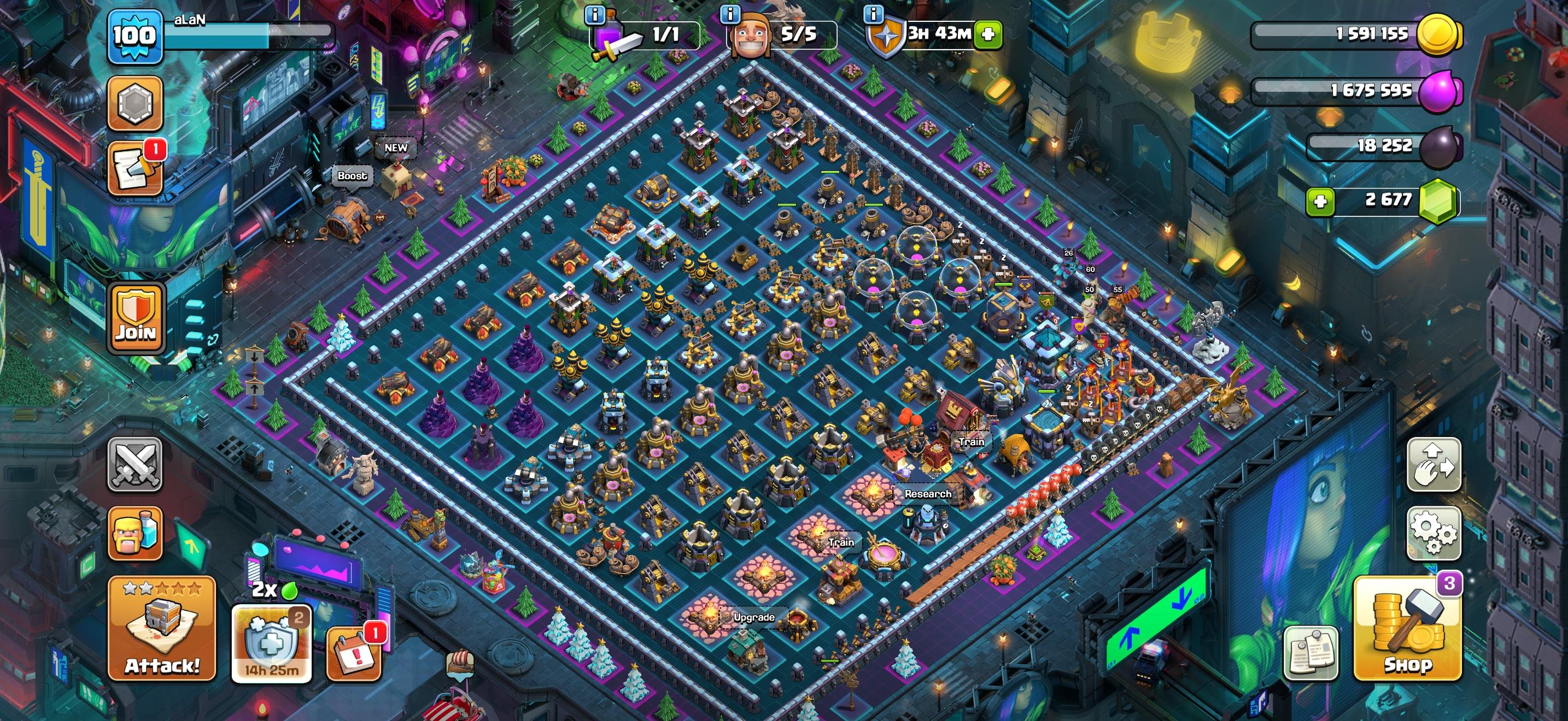 TH 13 Legendary ID ✧ Legendary Cyber Scenery ✧ 7× Epic Equipment ✧ 55-60-26-50-25 ✧ 300 CWL Medal, 13 TH Main Village, 1 TH Builder