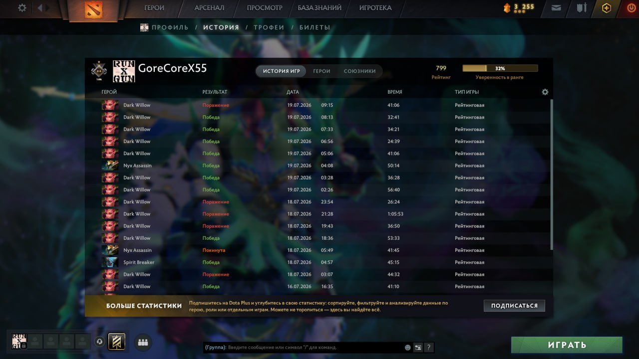 ACCOUNT UNDER MAIN 35 LVL TROPHY RUST 2 ARCANA 15 IMMORTAL GUARDIAN I FIRST LETTER, Sale, 799 MMR, 3700 Behavior score, 600 games, 635 hours