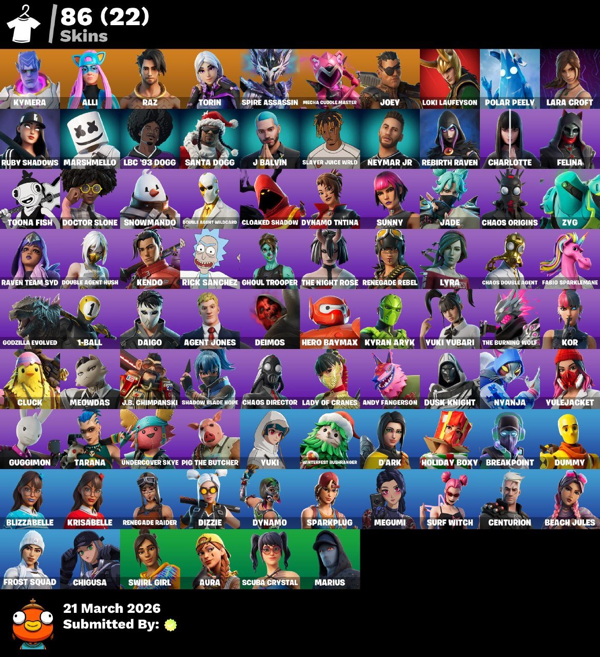 [PC] 86 skins | Renegade Raider | Kymera | Alli | Raz | Torin | Spire Assassin | Mecha Cuddle Master, Sale, skins 86