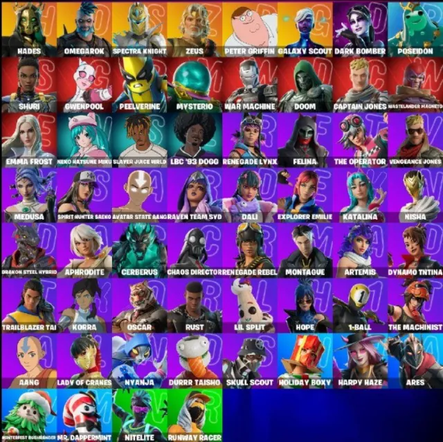 60 skins | Hades | Omegarok | Spectra Knight | Zeus | Peter Griffin | full mail access | BM, Sale, skins 60