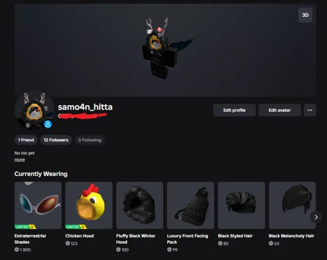 Negotiable, Selling an account in Roblox with a limited item, Sale, Voice chat: Available