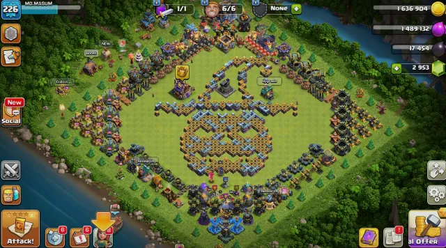 ⚫100% Фулл ТХ 17🟡⚫ГЕРОИ 83/100/55/75/46🟡7 скинов 5 снаряги 3к гем красивый декор из елок 200 лвк⚫, 18 TH Родной Деревни