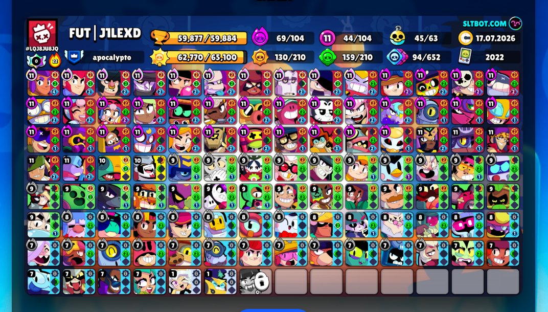 🏆60k| 🍵ALL-POWERFUL EL PRIMO🍵| 🃏UNO CHESTER🃏| 🎃HALLOWEEN LEON 🎃| 💥44 11 FORCES| MANY SKINS🔥, trophies 60000, brawlers 104, primes 27