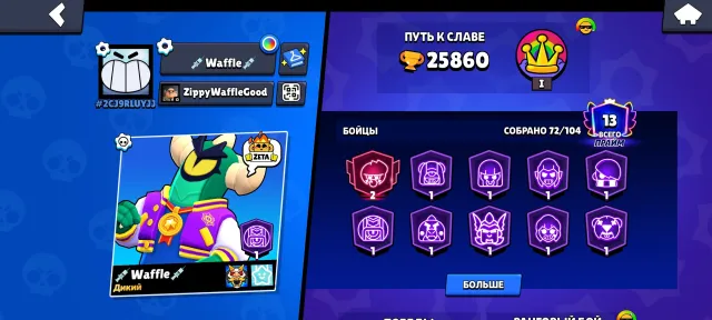 Hfhdhyevevve, trophies 25860, brawlers 72, primes 13