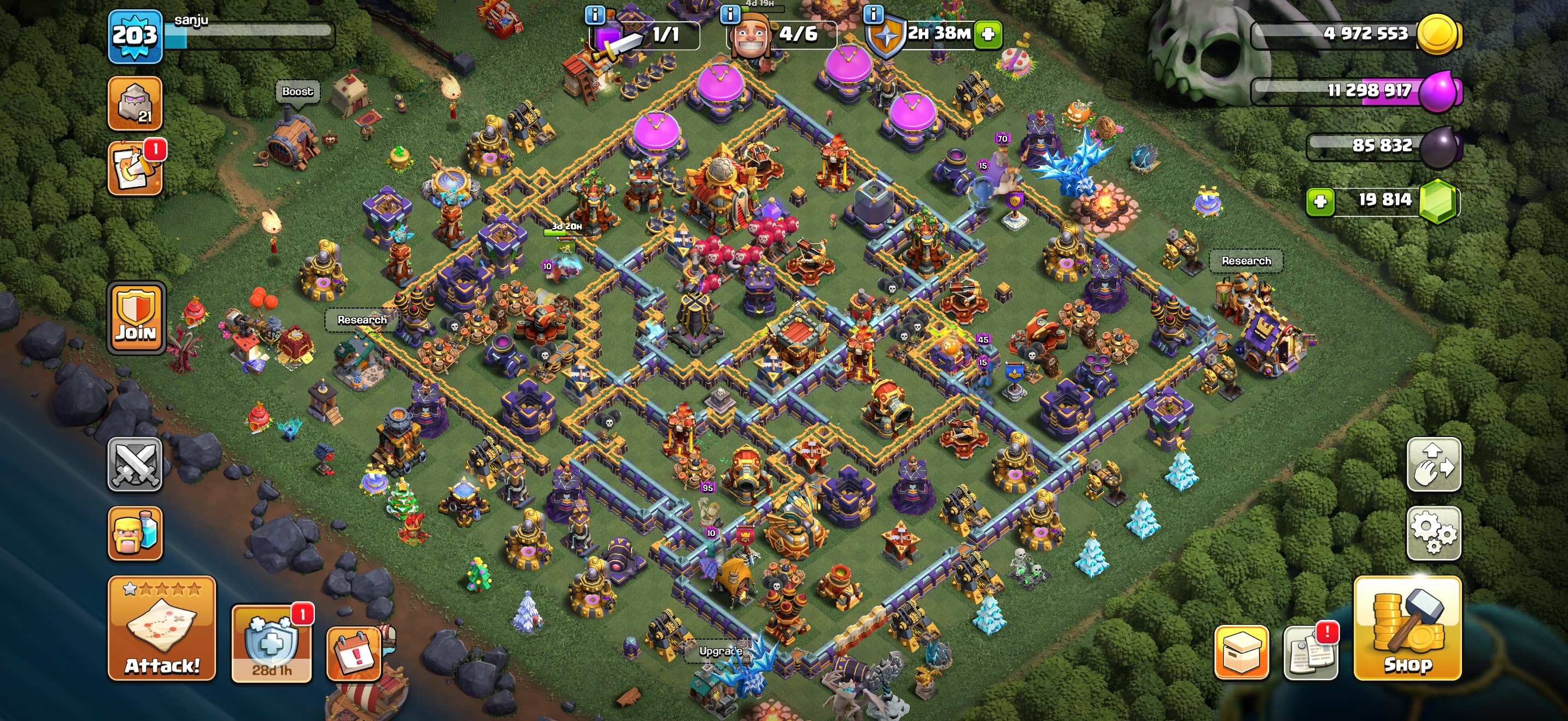Th 16 Rare Id ✦ 20k Gems ✦ 91-91-60-68-42 ✦ All 16x Epic Almost Max ✦ Rare Full Magic Items, 16 TH Main Village, 10 TH Builder
