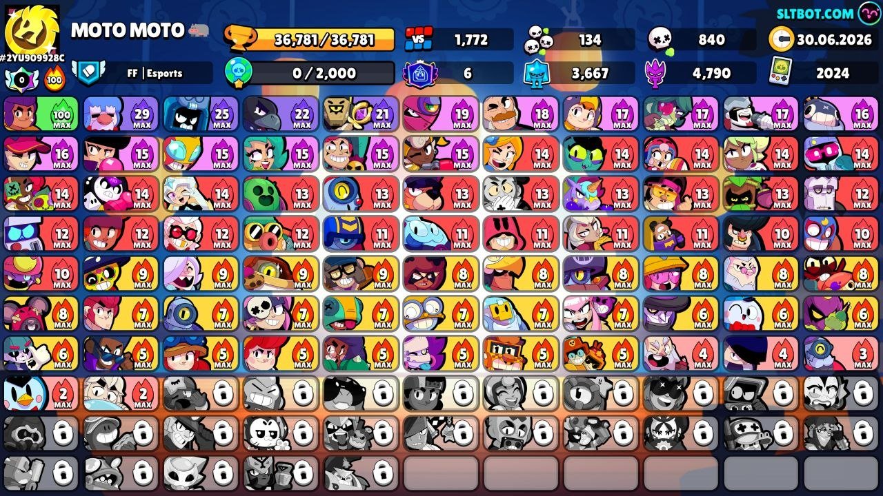 🔥TOP ACCOUNT TO START WITH🔥(500 gems, 48k blings, 80k coins, 33k power points, RE-BINDING) 🔥, trophies 36781, brawlers 79, primes 6