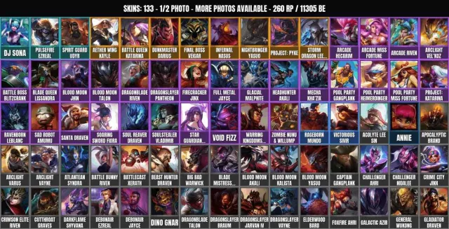 133 skins 💠 135 champions 💠 11.3K BE 💠 Ezreal Pulsefire 💠 DJ Sona 💠 Spirit Guard Udyr 💠 Project: Selling, level 80, champions 135, skins 133, No rank