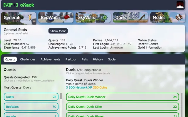 VIP+ / 97 BW STAR / 70 LVL HYPIXEL / 1000 DUEL WINS / MAIL, Продажа, Все данные по аккаунту