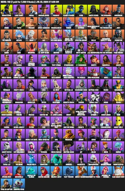 🔥 142 SKINS | INDIGO KUNO 🟣 | LARA CROFT 🏹 | MIDAS 👑 | INDIANA JONES 🧢 | EMAIL CHANGEABLE 📧, Sale, skins 142