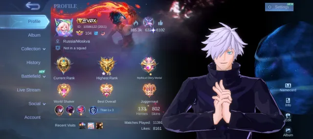💥 802 SKINS | 133 HERO | 6 LEGENDARY | WORLD COLLECTOR 💥💥, Sale, Rank: Epic, Level: 104, Win Rate: 52%, Heroes: 133, Skins: 802
