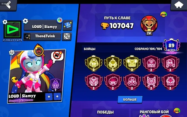 2020 Year ✔️104/104✔️ 3 3 prime, 2650+ 5 fighters, 🎫BP+ with OSD, Pin Matcherino Spike 🌟, trophies 107384, brawlers 104, primes 89