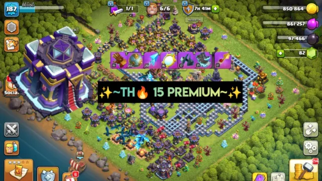 🌺 TH15✨RARE 🔥 7x EPIC EQIP💫 || HERO 67-85-47-61-30-10✨ || XP-187 || HERO SKIN 🌺 || SAFE ACC💯, 15 TH Родной Деревни, 4 TH Строителя