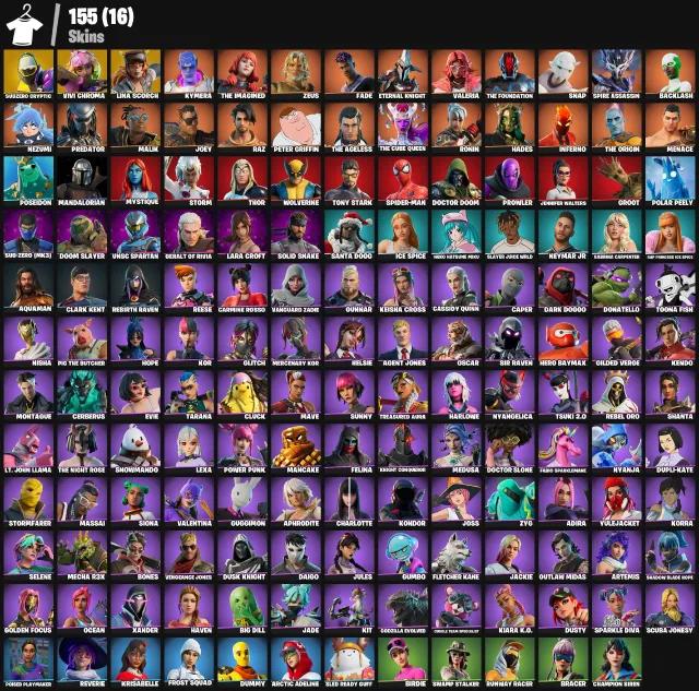 ⚡ SUBZERO CRYPTIC • Vivi Chroma • Lina Scorch • Kymera | 155 Skin | (PC/XBOX/PSN), Satış, skinler 155