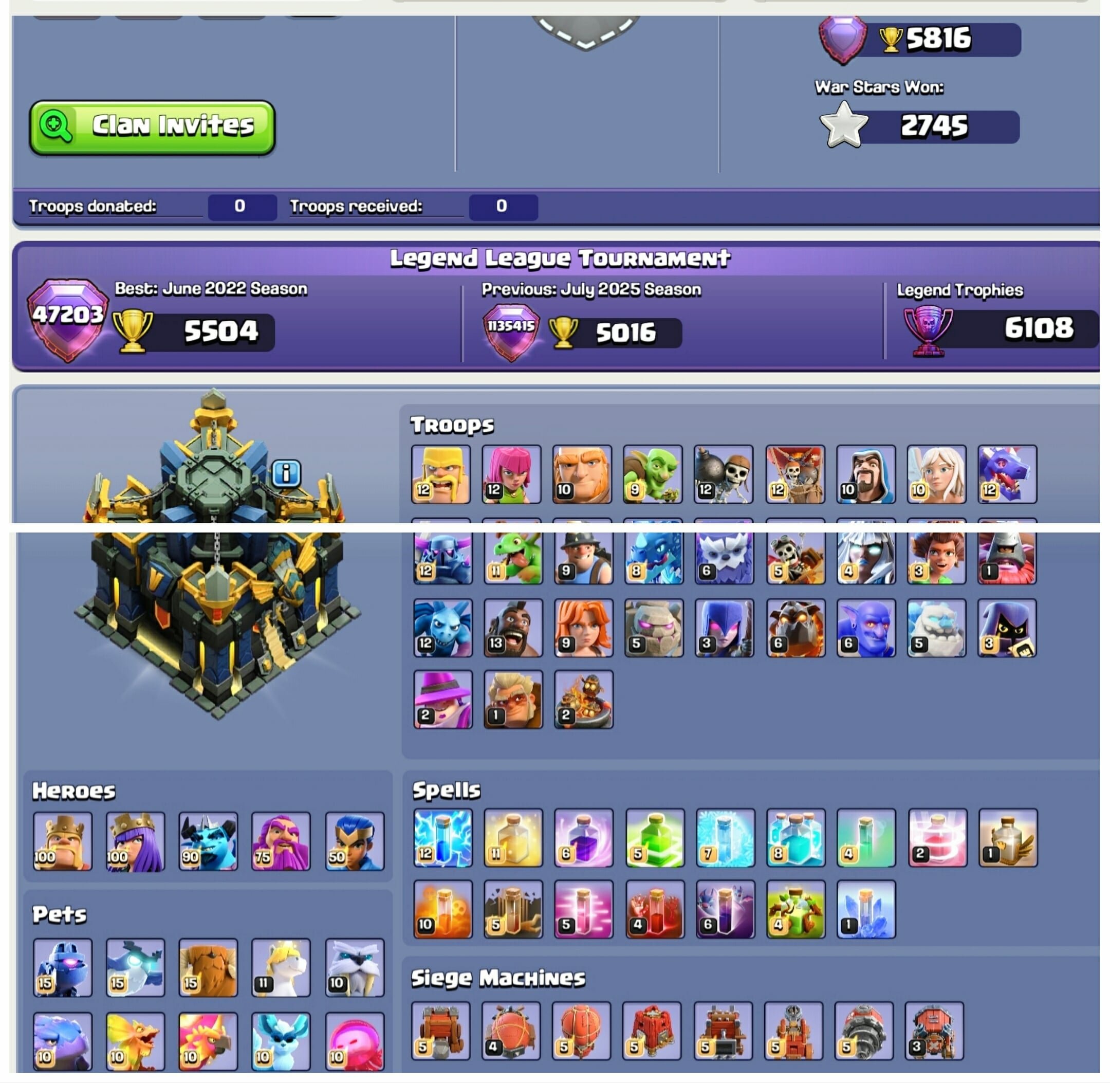 TH 17 MAX✅Relink BUYER MAIL🔥245 XP🌟5 Hero Max❤️Full Max Builder🔥Heros: 100/100/90/75/50🔥Perfect, 17 TH